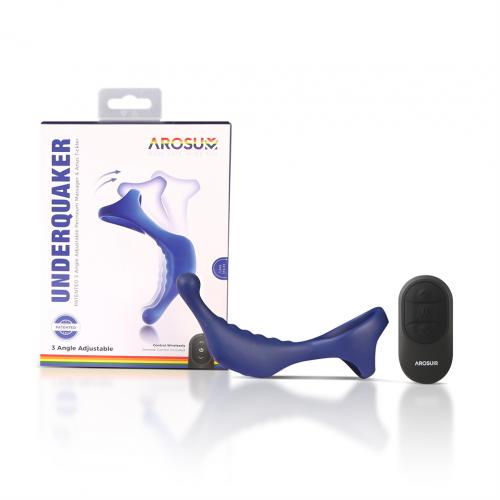 Arosum - Underquaker Vibro Ring w Tickler - Blue photo