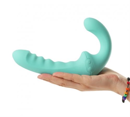 Arosum - VibraTwin Strapless Strap-On - Blue photo