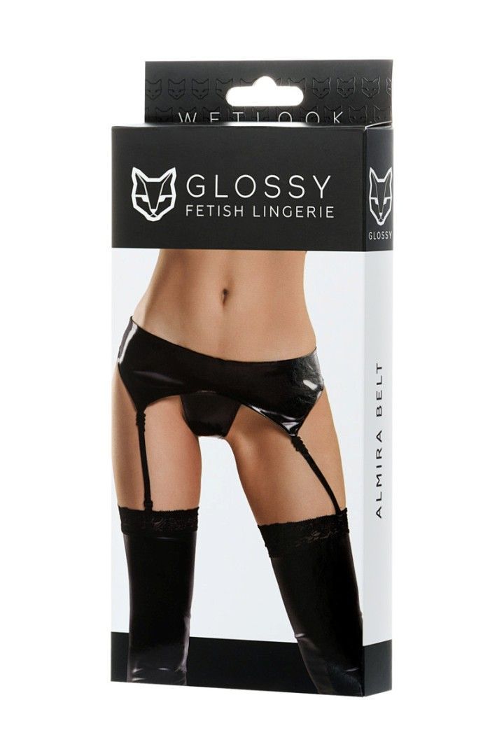 A belt for stockings and panties
SIZE: L
MATERIAL: Polyeste... Glossy - Almira Wetlook Garter Belt - Black - L photo-4