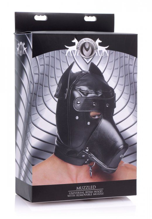 Customize a unique BDSM experience for every mood! Feel like... Master Series - Muzzled Universal BDSM Hood with Removable Muzzle - Black photo-6