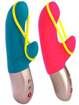 The neon yellow band on this rechargeable MiniVIBRATOR exude... Fun Factory - Vibe Amorino USB - Pink photo-13