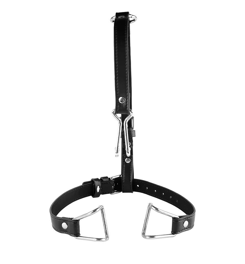 Stainless steel nose hook and mouth clamps
Material: PU lea... MT - Nose Restraint Mouth Gag - Black photo-3