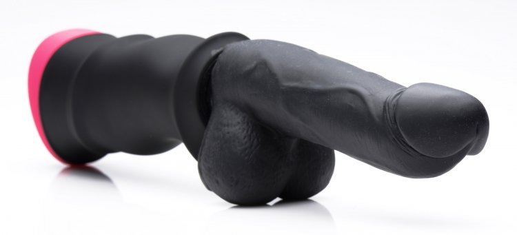 Experience ultra-powerful pounding action with this hand-hel... LoveBotz - Mega-Pounder Hand-Held Thrusting Dildo - Black photo-4