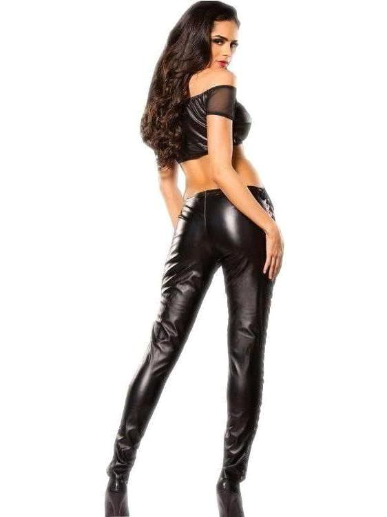 Allure sleek and slinky take on the classic Faux Leather pan... Allure - Faux Leather Skinny Leg - Black - S photo-2