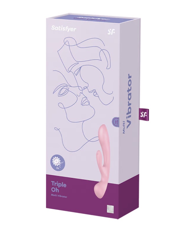 The Satisfyer Triple Oh made of silicone combines double sti... Satisfyer - Triple Oh Rabbit Vibrator - Pink photo-5