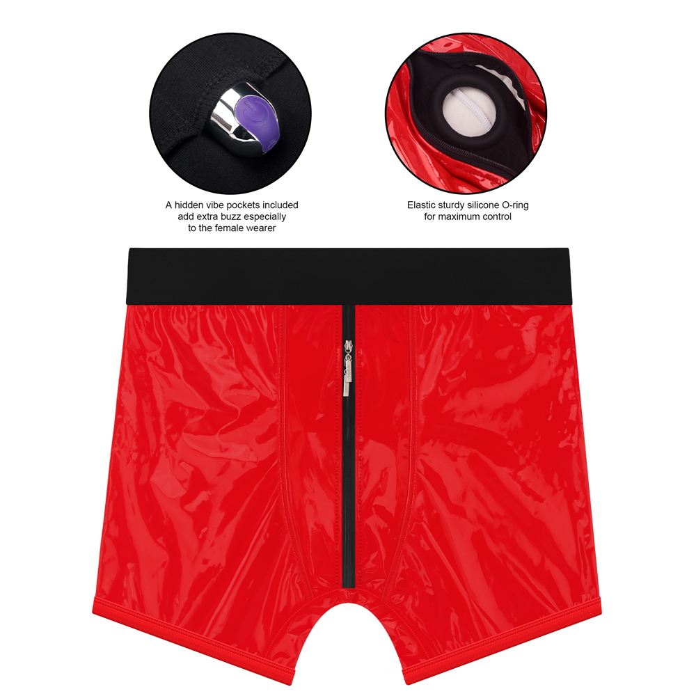 Introducing the "Chic Strap-On shorts" - an innova... Lovetoy - Chic Strap-On Shorts - Red - S/M photo-12