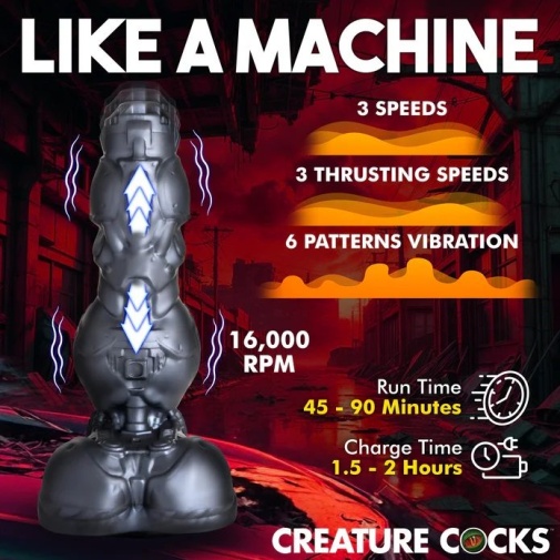 Creature Cocks - 生化人抽插式震動假陽具 - 銀色 照片