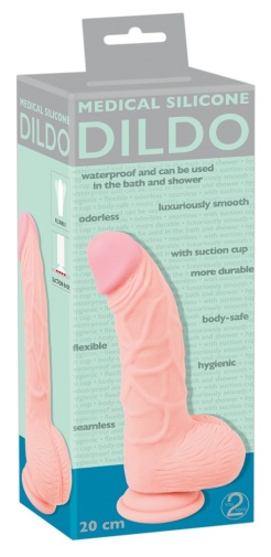 Medical Silicone - Curved Dildo w Balls 20cm photo