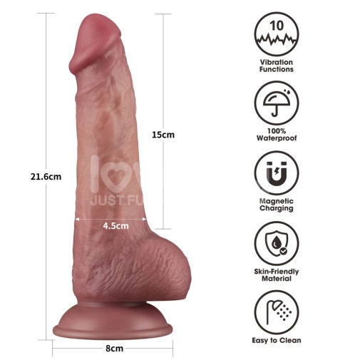 Lovetoy - 8.5'' 雙層柔軟震動假陽具 - 肉色 照片