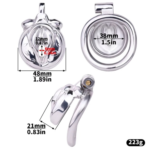FAAK - 仿陰唇金屬製男用貞操鎖 45mm - 黑色 照片