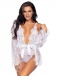 Leg Avenue - Love Affair Robe & Teddy Set - White - L photo-3