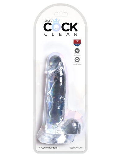 King Cock - 7" 仿真假阳具连阴囊 - 透明 照片