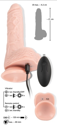 Medical Silicone - 推撞仿真陽具震動棒 - 肉色 照片
