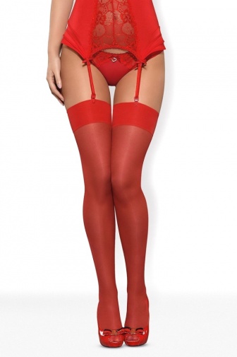 Obsessive - S800 Stockings - Red - S/M photo