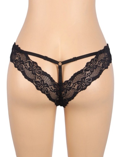 Ohyeah - Lace Hollow Out Panty - Black - M photo