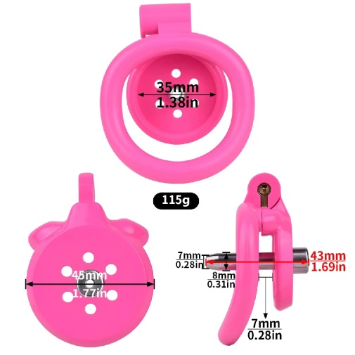 FAAK - Resin Chastity Cage 45mm w Catheter - Pink photo