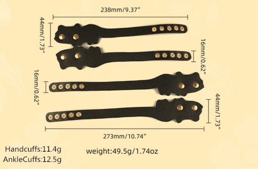 MT - Cat Leather Ankle Cuffs - Black photo