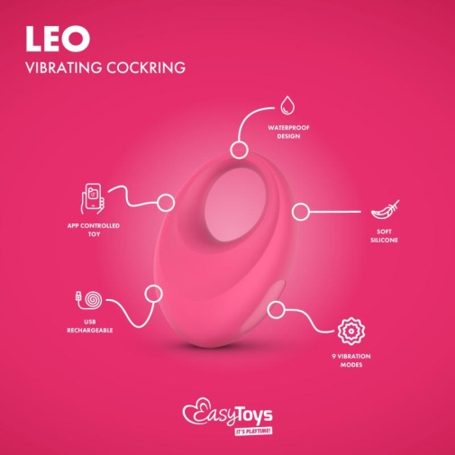 Easytoys - Leo 应用程式控制 震动阴茎环 - 粉红色 照片