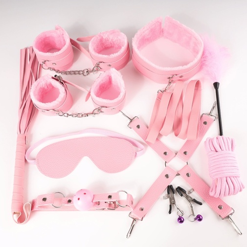 MT - Bondage Set 11pcs w Fluff - Pink photo