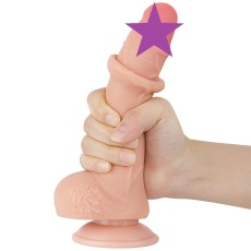 Lovetoy - 7.5" 微曲帶包皮仿真陽具 - 肉色 照片