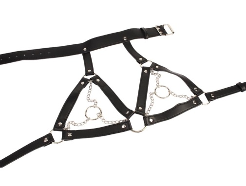 Chisa - Breast Harness w O-Ring Chain - Black photo