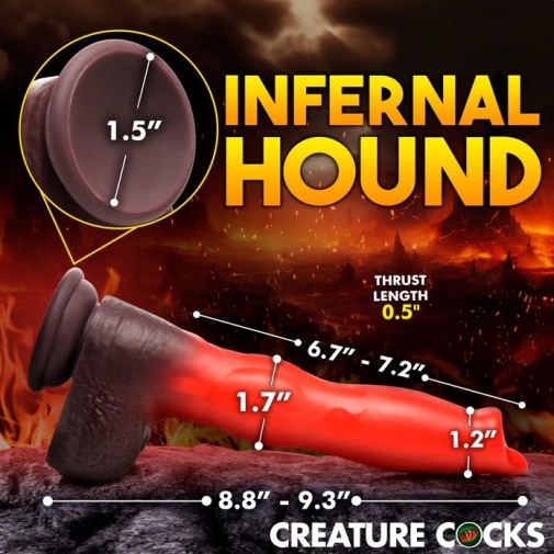 Creature Cocks - Ramming Hound Thrusting Dildo - Black/Red photo