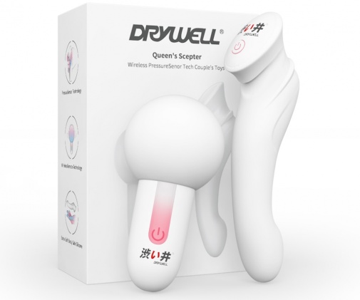 Drywell - 女王權杖 情侶震動器 - 白色 照片