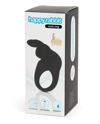 Happy Rabbit - 可震动阴茎环连兔仔耳刺激阴蒂 - 黑色 照片