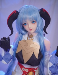 Amaya 動漫風藍髮牛角性感女魔王 超柔軟TPE身體仿真性愛娃娃 145 cm (附衣服和頭飾) 照片