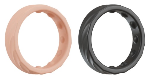 You2Toys - 4in1 Cock Rings - Black/Flesh photo