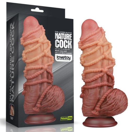 Lovetoy - 9.5" 綁繩索紋雙層仿真陽具 照片