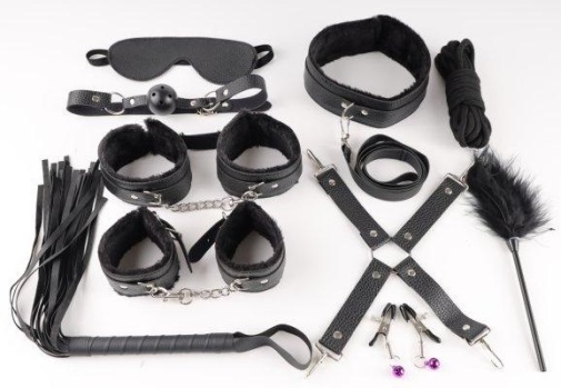 MT - Bondage Set 11pcs w Fluff - Black photo