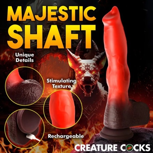 Creature Cocks - Ramming Hound Thrusting Dildo - Black/Red photo