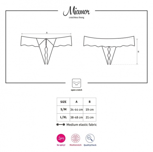 Obsessive - Miamor Crothchless Thong - Black - XXL photo
