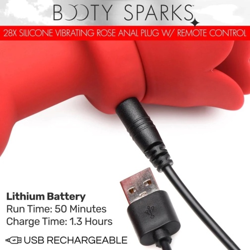 Booty Sparks - 28X Rose Vibro Anal Plug L - Red photo