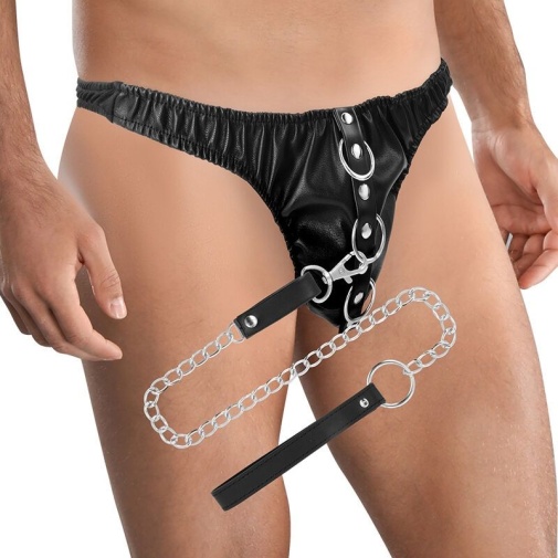 Darkness - Leather Thong w Leash photo