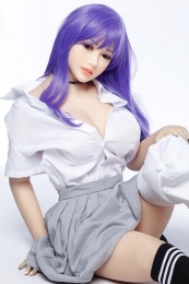 Rosalie 亞洲曲線真實感實體娃娃，紫髮，超軟TPE材質，158 cm 照片
