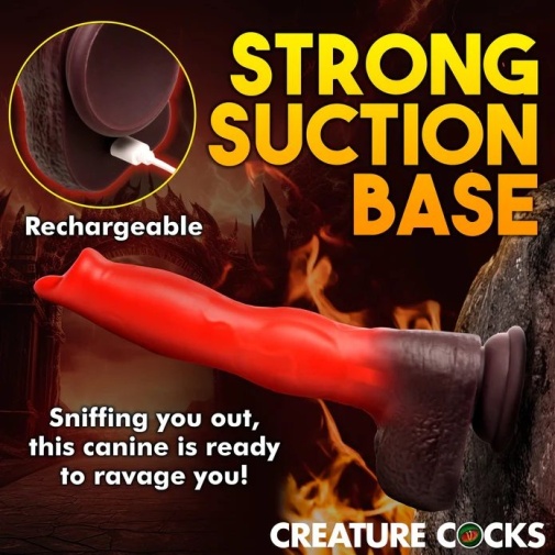Creature Cocks - Ramming Hound Thrusting Dildo - Black/Red photo
