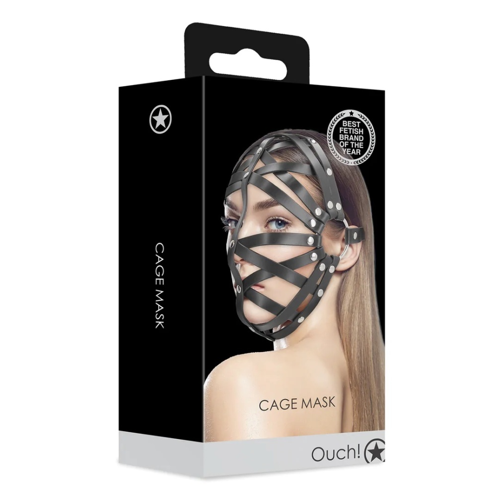 This Leather Mask is a serious addition to any BDSM lover Ouch - Cage Face Mask - Black photo-8