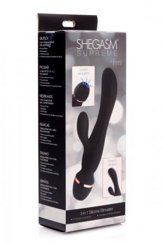 Inmi - Shegasm Supreme 3-in-1 Silicone Stimulator - Black photo