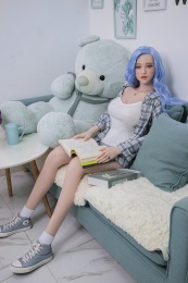  Ava 歐洲仿真實體娃娃，藍髮，超軟矽膠 160 cm（5’2 英尺） 照片