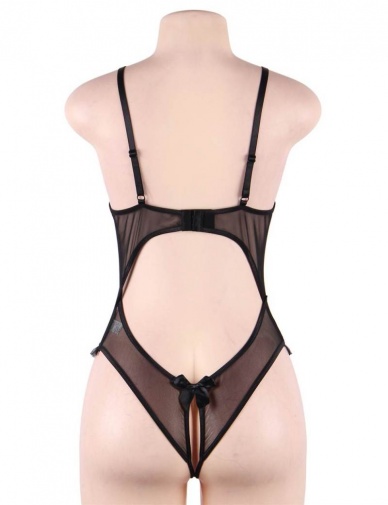 Ohyeah - Crotchless Lace Teddy - Black - M photo