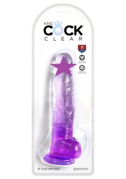 King Cock - 8" 透明假陽具連睪丸 - 紫色 照片