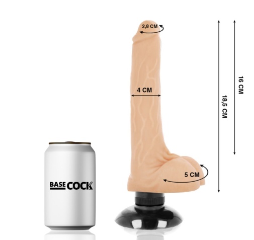 Basecock - 2in1 Vibro Dildo w Balls 18.5cm - Flesh photo