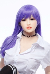Rosalie 亞洲曲線真實感實體娃娃，紫髮，超軟TPE材質，158 cm 照片