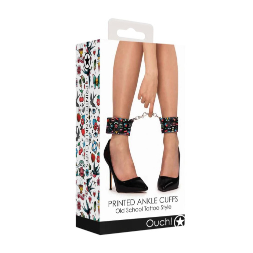 Ouch - Old School Tattoo Ankle Cuffs - Black 照片