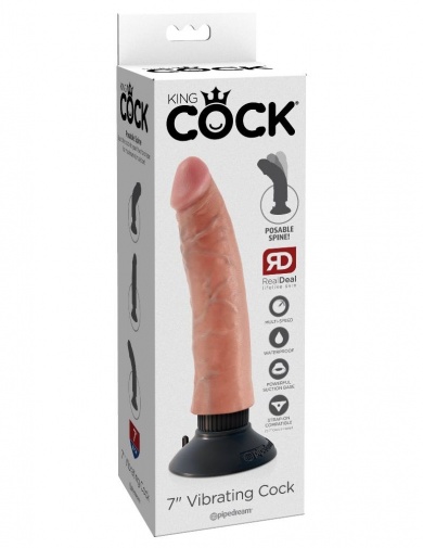 King Cock - 震動式仿真假陽具 7″- 肉色 照片