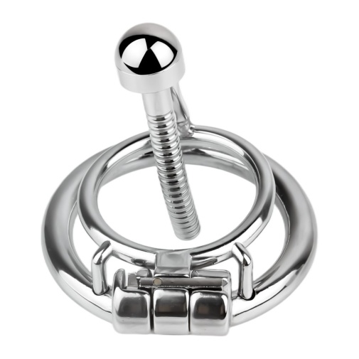 FAAK - Chastity Cage w Urethral Plug - Silver photo