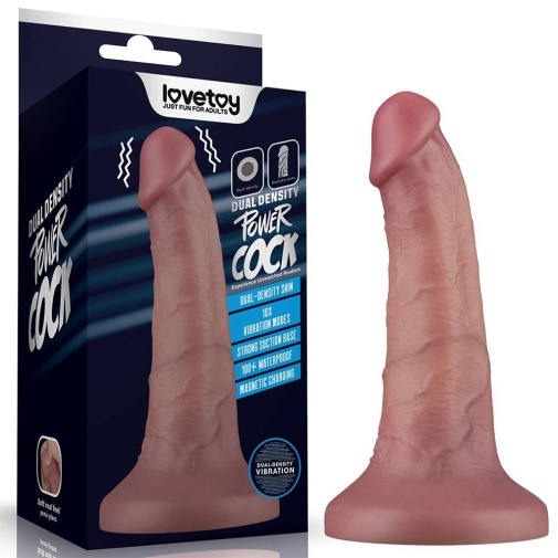 Lovetoy - 6'' 雙層柔軟震動假陽具 - 肉色 照片