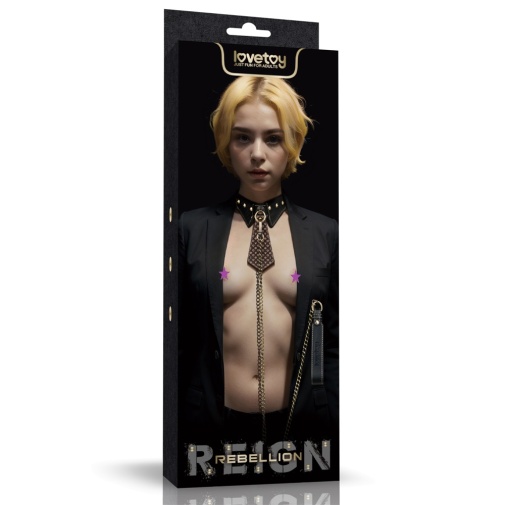 Lovetoy - Rebellion Reign Collar w Leash - Black photo